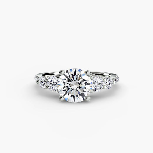 QUINTESSE – Round Cut Five-Stone Pavé Ring Setting in White Gold | SARATTI