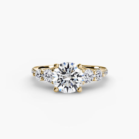 QUINTESSE – Round Cut Five-Stone Pavé Ring Setting in Yellow Gold | SARATTI