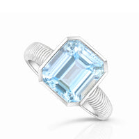 Rivage Bezel – Emerald Cut Aquamarine Ribbed Solitaire Ring Setting