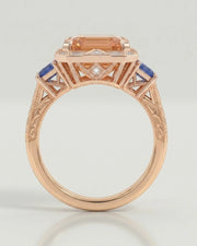 rose gold Build My Ring setting with Imperial Topaz and blue sapphires --SARATTI