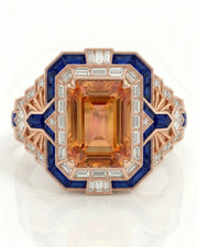 rose gold Build My Ring setting with Imperial Topaz and blue sapphires | SARATTI