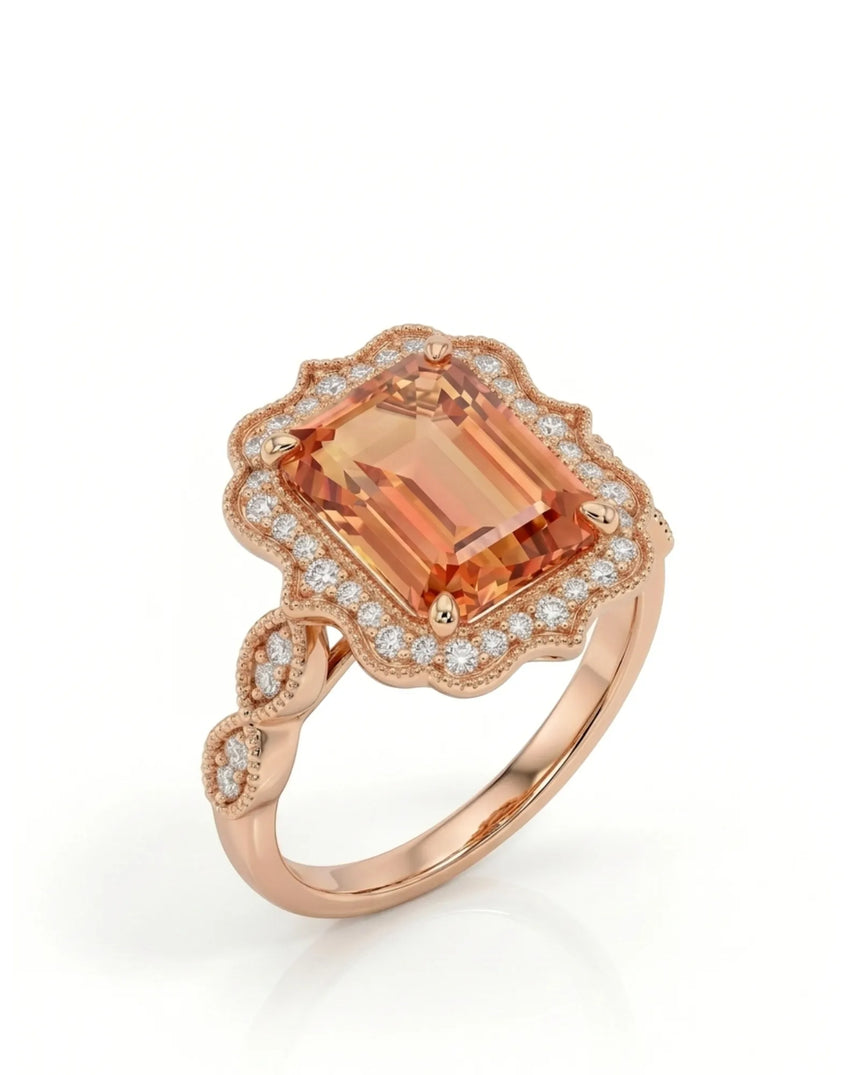 rose gold Build My Ring setting with Imperial Topaz and diamonds - SARATTI