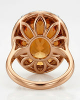rose gold Imperial Topaz bezel ring with side diamonds | SARATTI