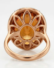 rose gold Imperial Topaz bezel ring with side diamonds | SARATTI