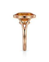 rose gold Imperial Topaz oval bezel ring with open shoulders | SARATTI
