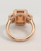 rose gold emerald cut Topaz bezel setting with rectangular diamond accents | SARATTI