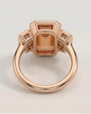 rose gold emerald cut Topaz bezel setting with rectangular diamond accents | SARATTI