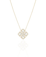 round Diamond centerpiece necklace with geometric diamond frame in 18K Yellow Gold | SARATTI