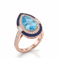 Saphira Line – Pear Cut Aquamarine Sapphire Halo Diamond Ring Setting
