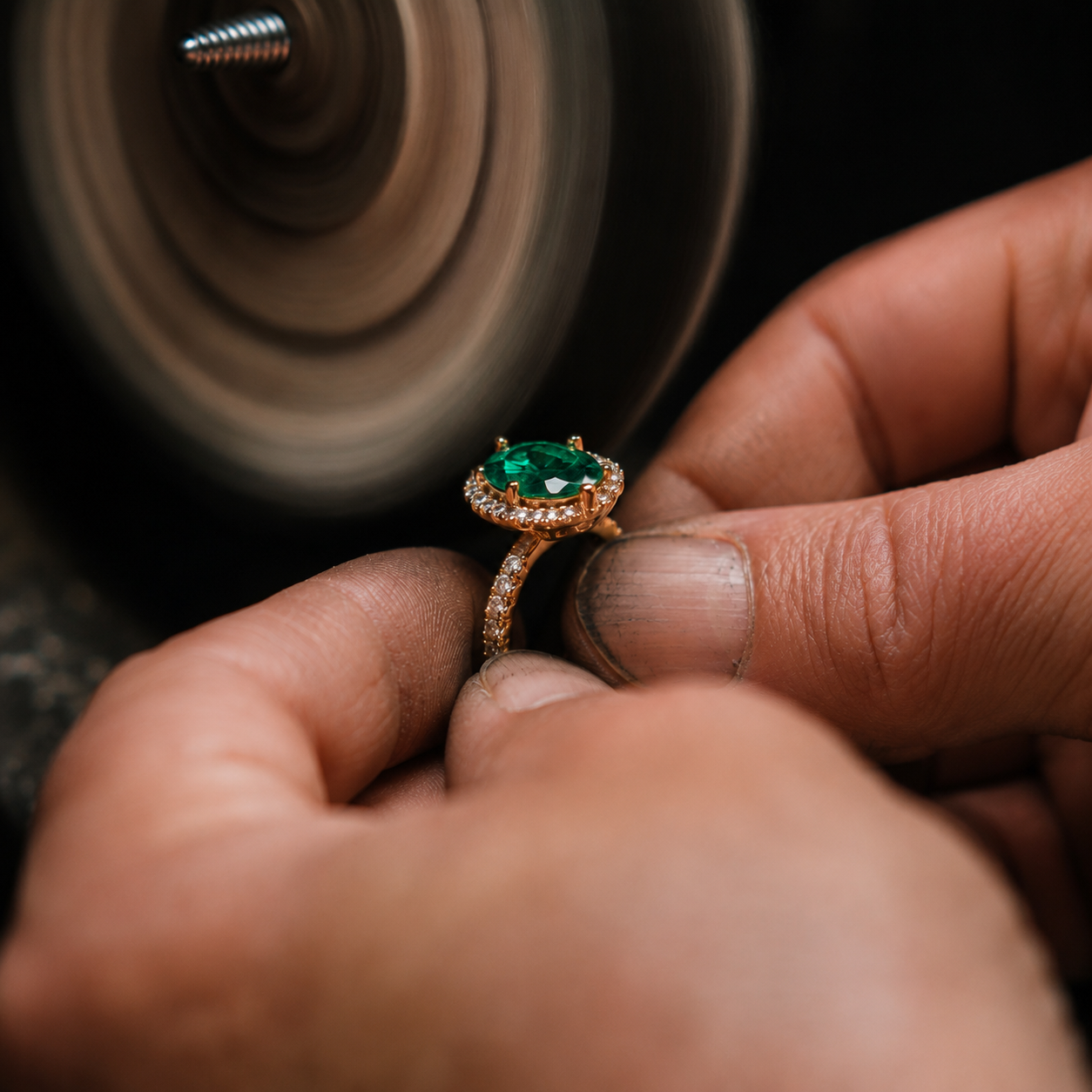 Hand-finishing detail showing the final polish and feel of a SARATTI jewel | SARATTI