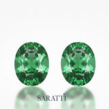 side angle of 2.09ct natural tsavorite oval pair
