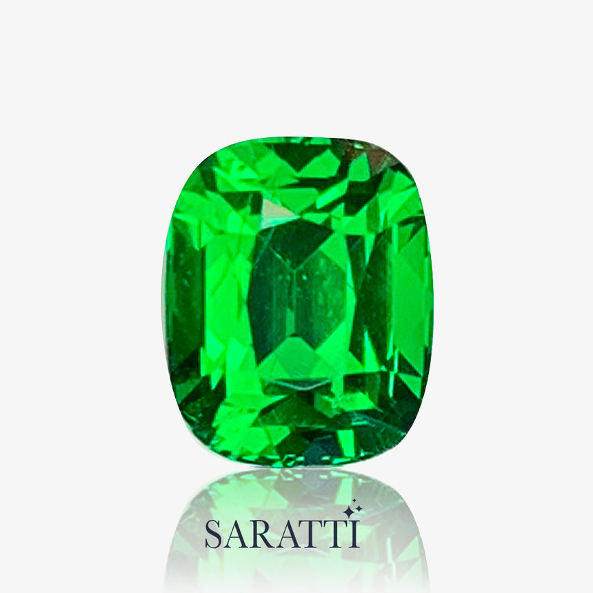 side profile of 2.14ct natural tsavorite cushion cut