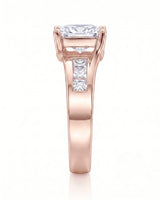 SIENA 1 carat princess-cut natural diamond engagement ring in 18K rose gold, side profile showing four-prong crown and sculpted split shank | SARATTI