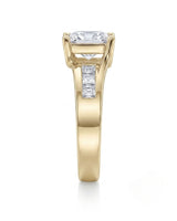 SIENA 1 carat princess-cut natural diamond engagement ring in 18K yellow gold, side profile showing four-prong crown and sculpted split shank | SARATTI