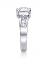 SIENA 1 carat princess-cut natural diamond engagement ring in platinum, side profile showing four-prong crown and sculpted split shank | SARATTI