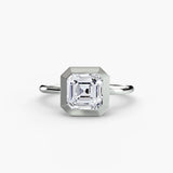 SOLARA – Asscher Cut Bezel-Set Solitaire Ring Setting in 950 Platinum | SARATTI