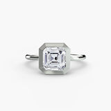 SOLARA – Asscher Cut Bezel-Set Solitaire Ring Setting in White Gold | SARATTI