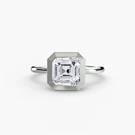 SOLARA – Asscher Cut Bezel-Set Solitaire Ring Setting in White Gold | SARATTI