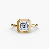 SOLARA – Asscher Cut Bezel-Set Solitaire Ring Setting in Yellow Gold | SARATTI