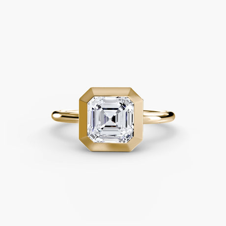 SOLARA – Asscher Cut Bezel-Set Solitaire Ring Setting in Yellow Gold | SARATTI