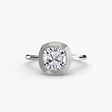 SOLARA – Cushion Cut Bezel-Set Solitaire Ring Setting – White Gold view | SARATTI
