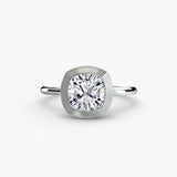 SOLARA – Cushion Cut Bezel-Set Solitaire Ring Setting – White Gold view | SARATTI