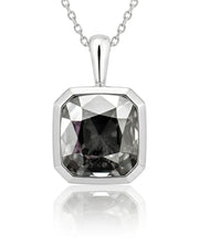 SOLARA Cushion Cut Gray Spinel bezel-set pendant setting in white metal, alternate angle | SARATTI