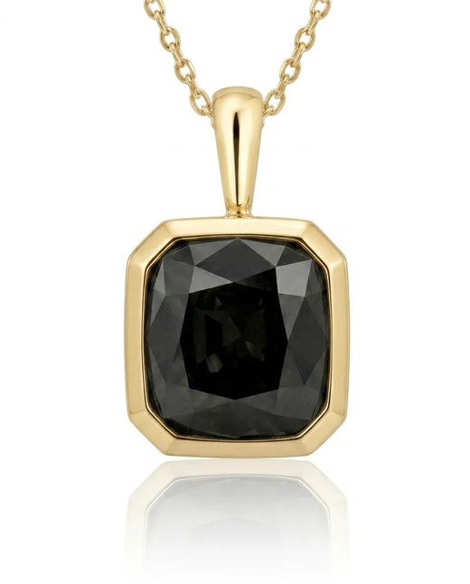 SOLARA Cushion Cut Gray Spinel bezel-set pendant setting in white metal, front view | SARATTI