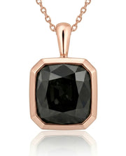 SOLARA Cushion Cut Gray Spinel bezel-set pendant setting in yellow gold, front view | SARATTI