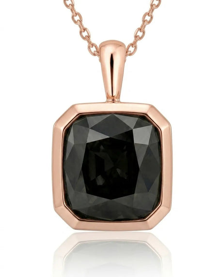 SOLARA Cushion Cut Gray Spinel bezel-set pendant setting in yellow gold, front view | SARATTI
