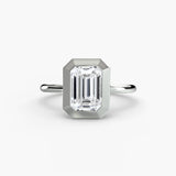 SOLARA Emerald Cut bezel-set solitaire ring setting in 950 Platinum | SARATTI