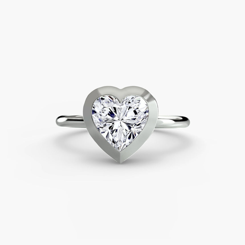 SOLARA Heart Cut Bezel-Set Solitaire Ring Setting in 950 Platinum | SARATTI