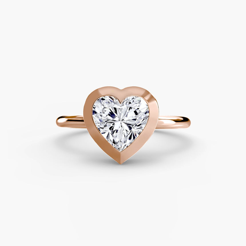 SOLARA Heart Cut Bezel-Set Solitaire Ring Setting in Rose Gold | SARATTI