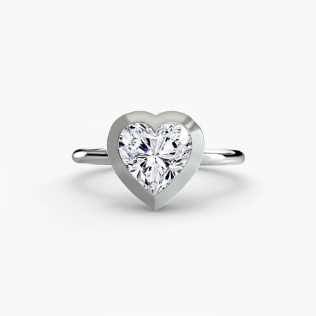 SOLARA Heart Cut Bezel-Set Solitaire Ring Setting in White Gold | SARATTI