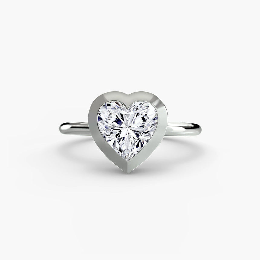 SOLARA Heart Cut Bezel-Set Solitaire Ring Setting in White Gold | SARATTI