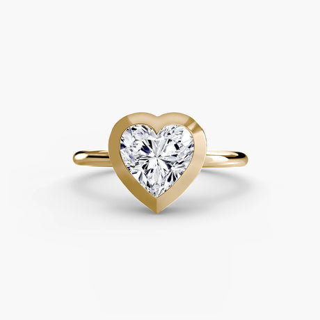 SOLARA Heart Cut Bezel-Set Solitaire Ring Setting in Yellow Gold | SARATTI