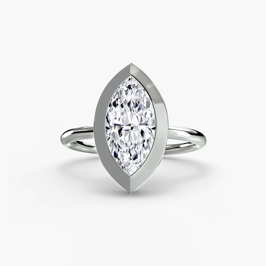 SOLARA – Marquise Cut Bezel-Set Solitaire Ring Setting in 950 Platinum | SARATTI