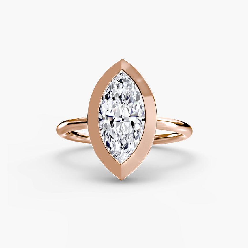 SOLARA – Marquise Cut Bezel-Set Solitaire Ring Setting in Rose Gold | SARATTI
