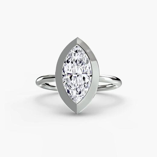 SOLARA – Marquise Cut Bezel-Set Solitaire Ring Setting in White Gold | SARATTI