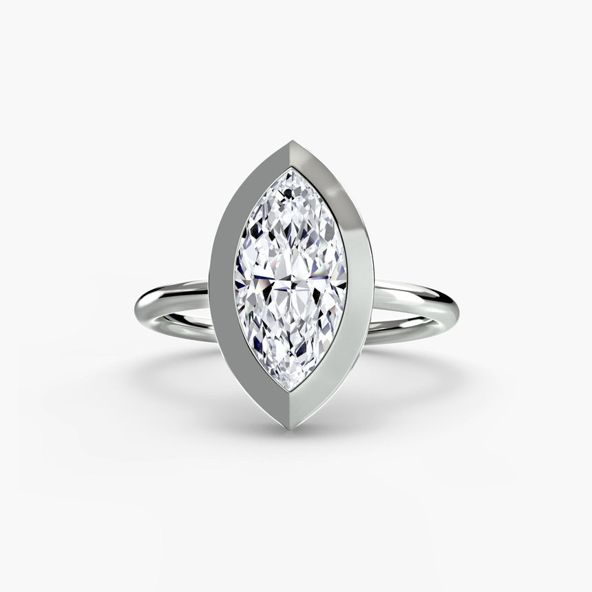 SOLARA – Marquise Cut Bezel-Set Solitaire Ring Setting in White Gold | SARATTI