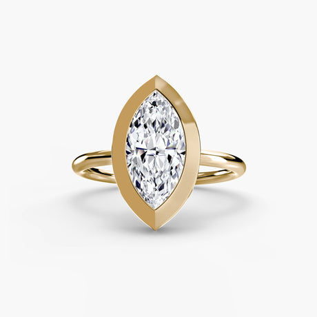 SOLARA – Marquise Cut Bezel-Set Solitaire Ring Setting in Yellow Gold | SARATTI