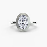 SOLARA Oval Cut bezel-set solitaire ring setting in White Gold | SARATTI