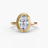 SOLARA Oval Cut bezel-set solitaire ring setting in Yellow Gold | SARATTI
