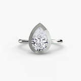 SOLARA – Pear Cut Bezel-Set Solitaire Ring Setting in 950 Platinum | SARATTI