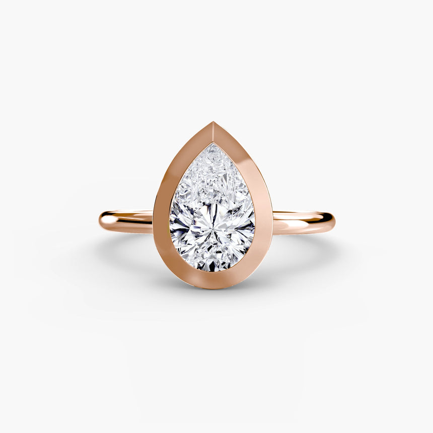 SOLARA – Pear Cut Bezel-Set Solitaire Ring Setting in Rose Gold | SARATTI