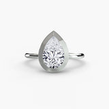 SOLARA – Pear Cut Bezel-Set Solitaire Ring Setting in White Gold | SARATTI