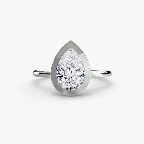 SOLARA – Pear Cut Bezel-Set Solitaire Ring Setting in White Gold | SARATTI