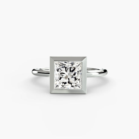 SOLARA – Princess Cut Bezel-Set Solitaire Ring Setting in White Gold | SARATTI
