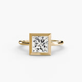 SOLARA – Princess Cut Bezel-Set Solitaire Ring Setting in Yellow Gold | SARATTI