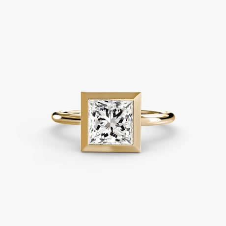 SOLARA – Princess Cut Bezel-Set Solitaire Ring Setting in Yellow Gold | SARATTI